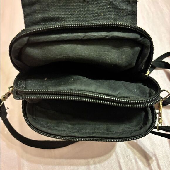 Ethnic Style Handmade Embroidered Crossbody Bag Mini Flip Canvas Shoulder Bag - Picture 4 of 5